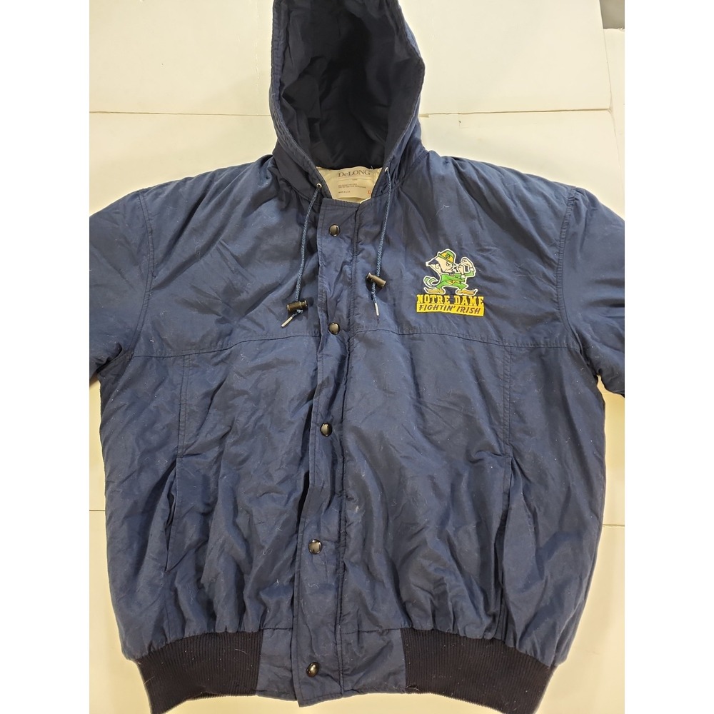 Vintage Delong Men's‎ XL Notre Dame Puffer Jacket Green  Irishman Logo, USA